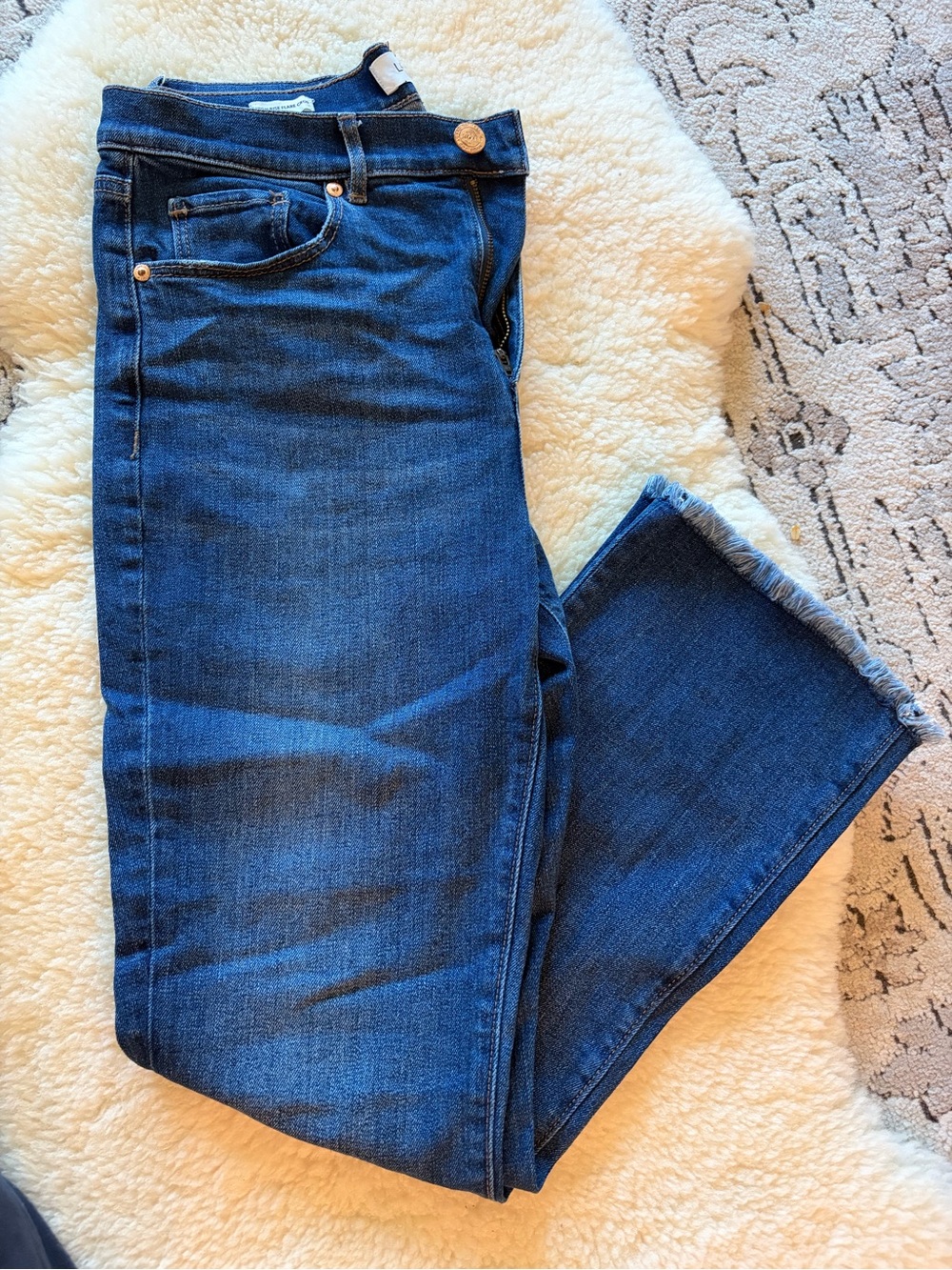 Loft Outlet Dark Blue High-Rise flare crop Jeans